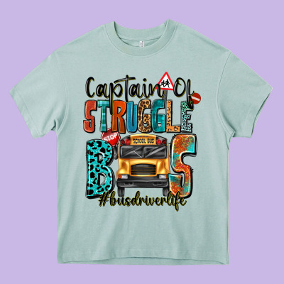 Captain Of Struggle Bus Busdriver Life Heavy Core Tee Designed By Texasbilliewilder