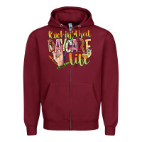 Burgundy rockin that daycare life Zipper Hoodie - NancyCooperArtShop