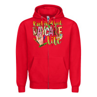 Red rockin that daycare life Zipper Hoodie - NancyCooperArtShop