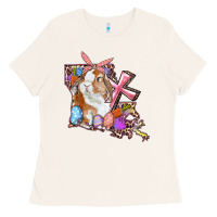 Bone Louisiana Map Easter Bunny And Cross Ladies Tee - RanaPortraitStore