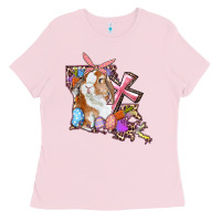 Bubblegum Pink Louisiana Map Easter Bunny And Cross Ladies Tee - RanaPortraitStore