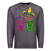 Charcoal Heather mardi gras love Premium Sweatshirt - RanaPortraitStore