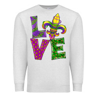 Oatmeal Heather mardi gras love Premium Sweatshirt - RanaPortraitStore