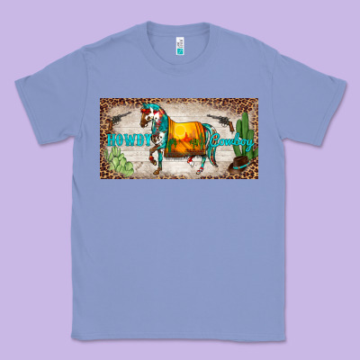Western Howdy Cowboy Horse Sunset Weapon Cactus Leopard  License Plate Classic Tee Designed By Barkaloodesign