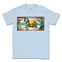 Dusty Blue western howdy cowboy horse sunset weapon cactus leopard  license plate Classic Tee - BarkalooDesign