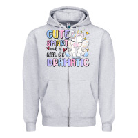 Heather Grey cute smart and a little bit dramatic Zipper Hoodie - MaliasSmallBusiness