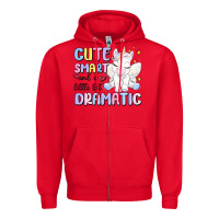 Red cute smart and a little bit dramatic Zipper Hoodie - MaliasSmallBusiness