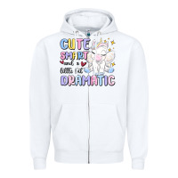 White cute smart and a little bit dramatic Zipper Hoodie - MaliasSmallBusiness