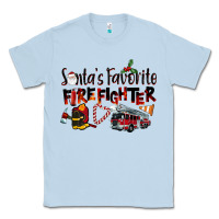 Dusty Blue Santa's Favorite Firefighter Classic Tee - LillyAllenDesigns