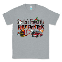 Heather Grey Santa's Favorite Firefighter Classic Tee - LillyAllenDesigns