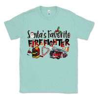Seafoam Santa's Favorite Firefighter Classic Tee - LillyAllenDesigns