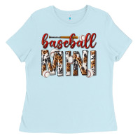 Baby Blue baseball mini with leopard Ladies Tee - texasbilliewilder