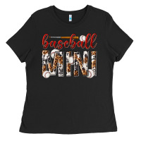 Black baseball mini with leopard Ladies Tee - texasbilliewilder