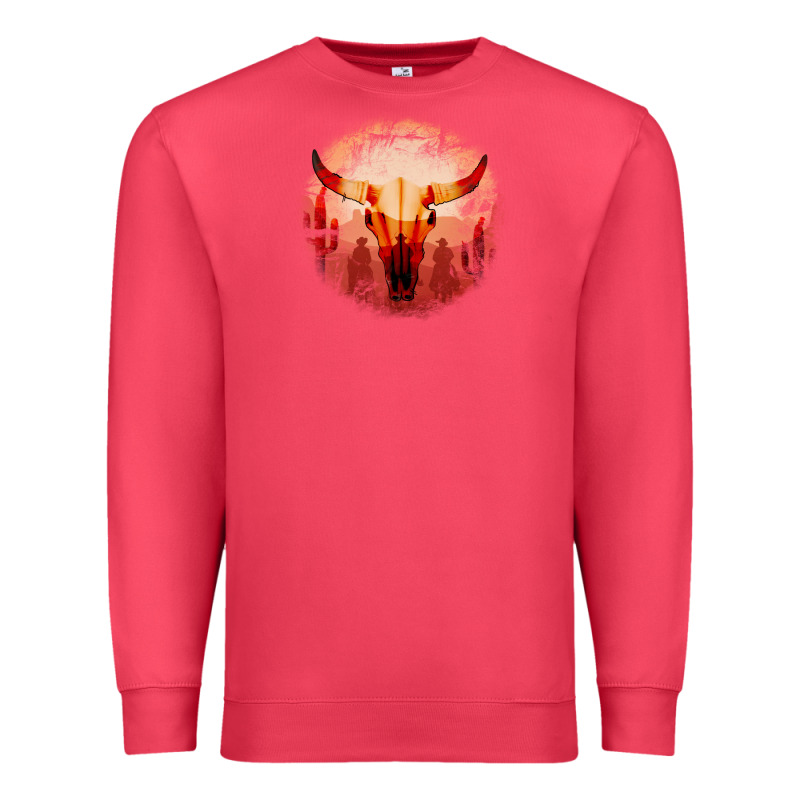 Western Cowboy Sunset Bull Skull Premium Sweatshirt by Bettercallsaul | Teevron