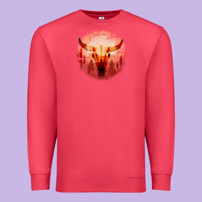 Western Cowboy Sunset Bull Skull Premium Sweatshirt Designed By Bettercallsaul