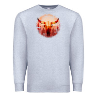 Heather Grey Western Cowboy Sunset Bull Skull Premium Sweatshirt - Bettercallsaul