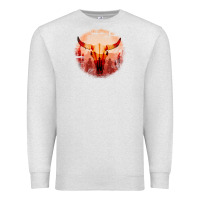 Oatmeal Heather Western Cowboy Sunset Bull Skull Premium Sweatshirt - Bettercallsaul