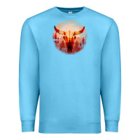 Ocean Blue Western Cowboy Sunset Bull Skull Premium Sweatshirt - Bettercallsaul