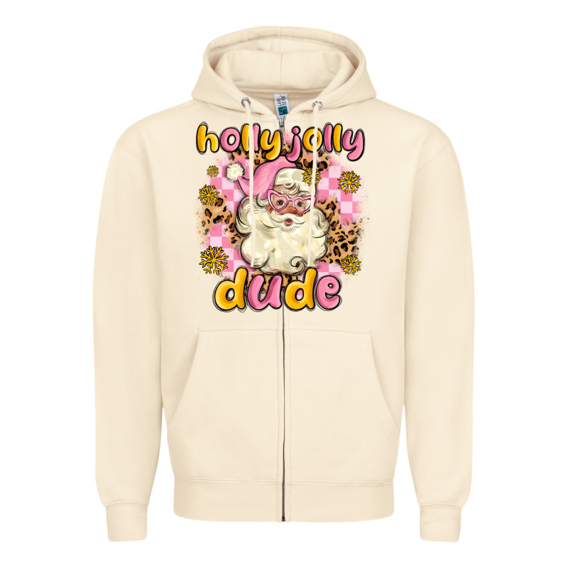 Holly Jolly Dude Zipper Hoodie by MaliasSmallBusiness | Teevron