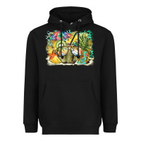 Black coconut with fruits  background Heavyweight Hoodie - BarkalooDesign