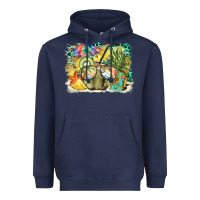 Navy coconut with fruits  background Heavyweight Hoodie - BarkalooDesign