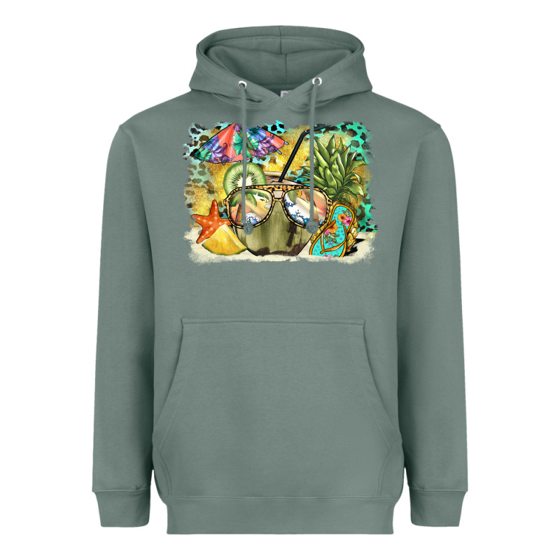 Coconut With Fruits  Background Heavyweight Hoodie by BarkalooDesign | Teevron