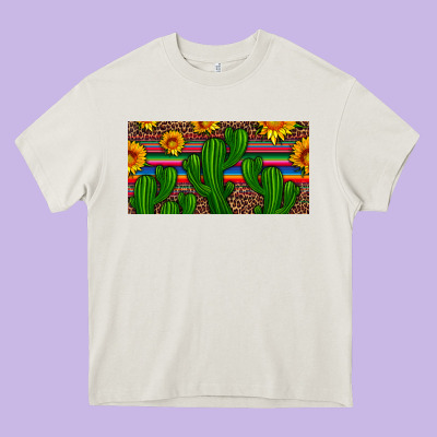 Sunflowers And Cactus License Plate Heavy Core Tee Designed By Artiststas
