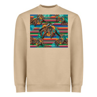 Mushroom bucking bronco serape turquoise Heavyweight Sweatshirt - Artiststas