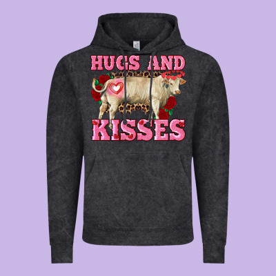 Hugs And Kisses Charolais Bull Vintage Hoodie Designed By Ranaportraitstore