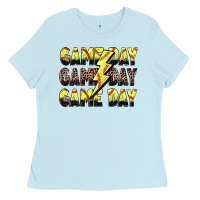 Baby Blue game day game day softball lightning bolt Ladies Tee - Zillion Design Studio