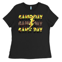 Black game day game day softball lightning bolt Ladies Tee - Zillion Design Studio
