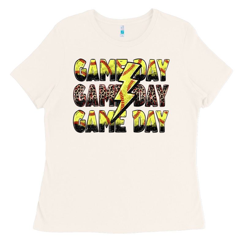 Game Day Game Day Softball Lightning Bolt Ladies Tee by Zillion Design Studio | Teevron