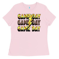 Bubblegum Pink game day game day softball lightning bolt Ladies Tee - Zillion Design Studio