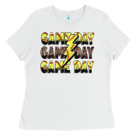 White game day game day softball lightning bolt Ladies Tee - Zillion Design Studio