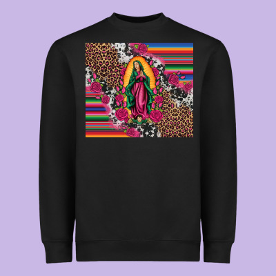 Our Lady Of Guadalupe Serape Background Tumbler Heavyweight Sweatshirt Designed By Artiststas