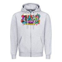 Heather Grey teach your heart out Zipper Hoodie - NancyCooperArtShop