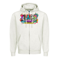 Oatmeal Heather teach your heart out Zipper Hoodie - NancyCooperArtShop