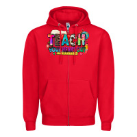 Red teach your heart out Zipper Hoodie - NancyCooperArtShop