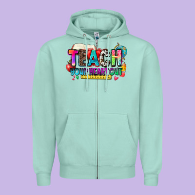 Teach Your Heart Out Zipper Hoodie Designed By Nancycooperartshop
