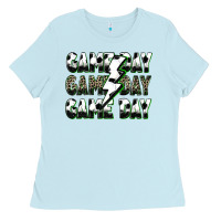 Baby Blue game day game day soccer lightning bolt Ladies Tee - Zillion Design Studio