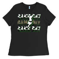 Black game day game day soccer lightning bolt Ladies Tee - Zillion Design Studio