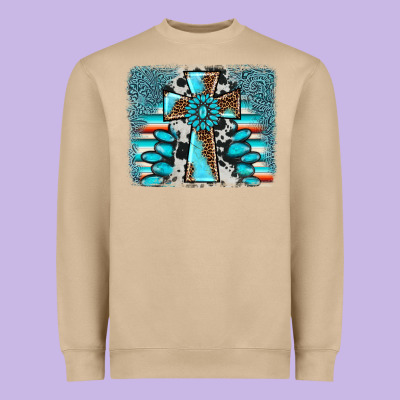 Cross Gemstone Background Heavyweight Sweatshirt Designed By Adodesignshop