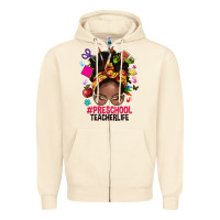 Sandshell preschool teacher life afro messy bun Zipper Hoodie - NancyCooperArtShop