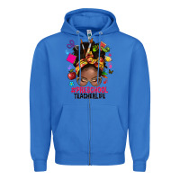 True Royal preschool teacher life afro messy bun Zipper Hoodie - NancyCooperArtShop