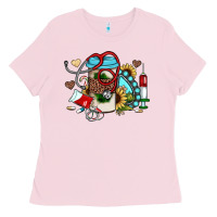 Bubblegum Pink Christmas sunflower gemstone nurse Ladies Tee - JahusDesignShop