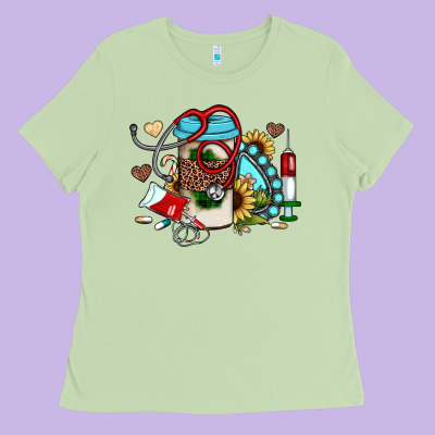 Christmas Sunflower Gemstone Nurse Ladies Tee Designed By Jahusdesignshop