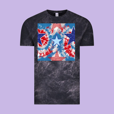 Patriotic Tie Dye Stars Vintage Tee Designed By Bundleandbundleshop