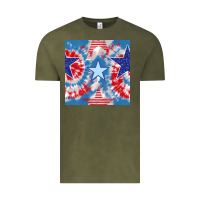 Vintage Olive patriotic tie dye stars Vintage Tee - BundleAndBundleShop
