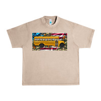 School Bus Camouflage American Flag License Plate Urban Heavy Tee | Teevron