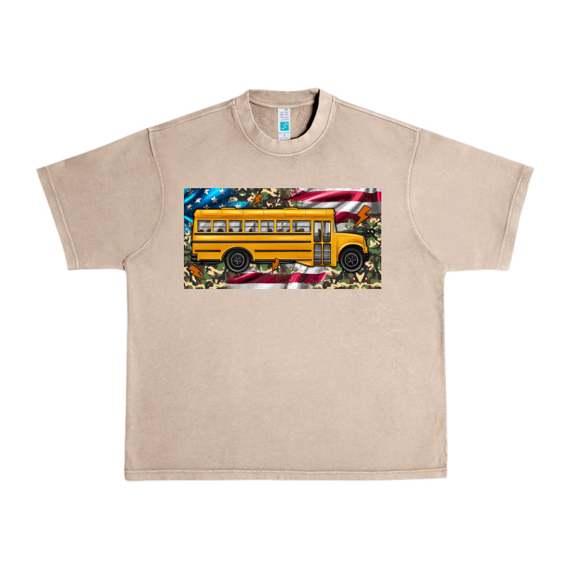 School Bus Camouflage American Flag License Plate Urban Heavy Tee by Artiststas | Teevron